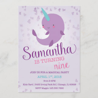 Invitación al cumpleaños de Narwhal