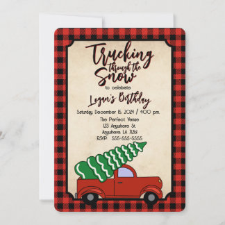 Invitación al cumpleaños de Navidades de Red Truck