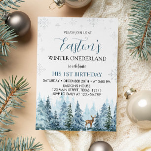 Invitación al cumpleaños de Navidades de renos de