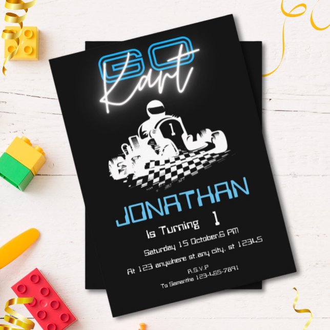 Invitación al cumpleaños de Neon Go-Kart (Subido por el creador)