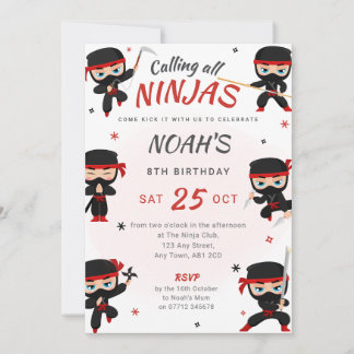 Invitación al cumpleaños de Ninja Roja - Fiesta de