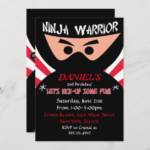 Invitación al cumpleaños de Ninja Warrior
