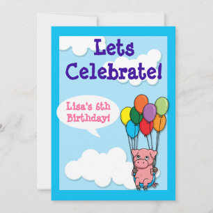 Invitación al cumpleaños de niños con globos aeros