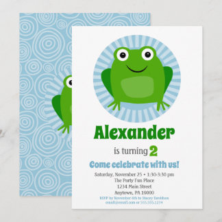 Invitación al cumpleaños de niños de rana divertid