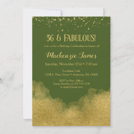 Invitación al cumpleaños de Olive Green Gold Confe