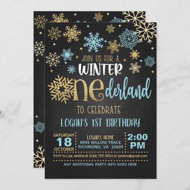 Invitación al cumpleaños de ONE-derland - Chico -  (Anverso / Reverso)