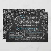 Invitación al cumpleaños de One-derland en inviern