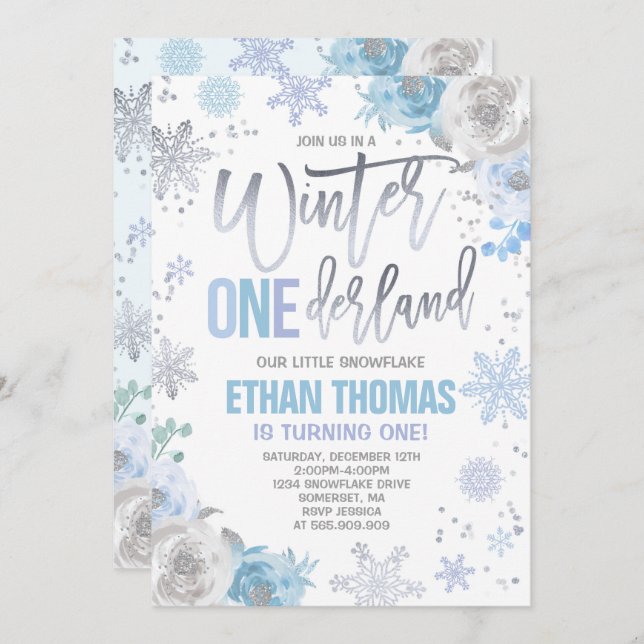 Invitación al cumpleaños de ONE-derland en inviern (Anverso / Reverso)