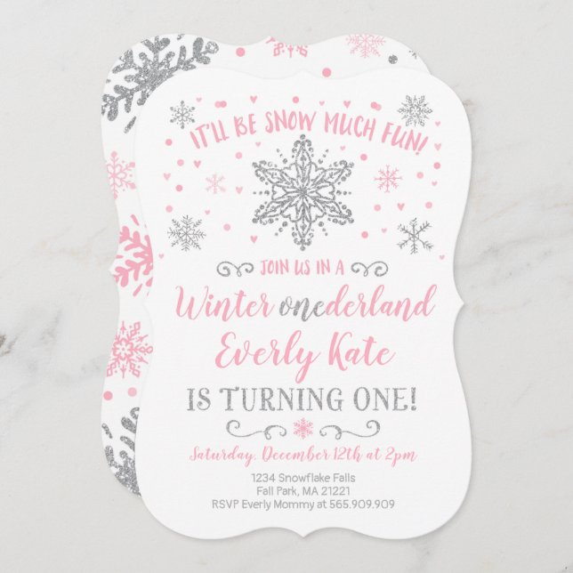 Invitación al cumpleaños de ONE-derland en inviern (Anverso / Reverso)