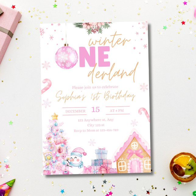 Invitación al cumpleaños de Onederland en invierno (Subido por el creador)