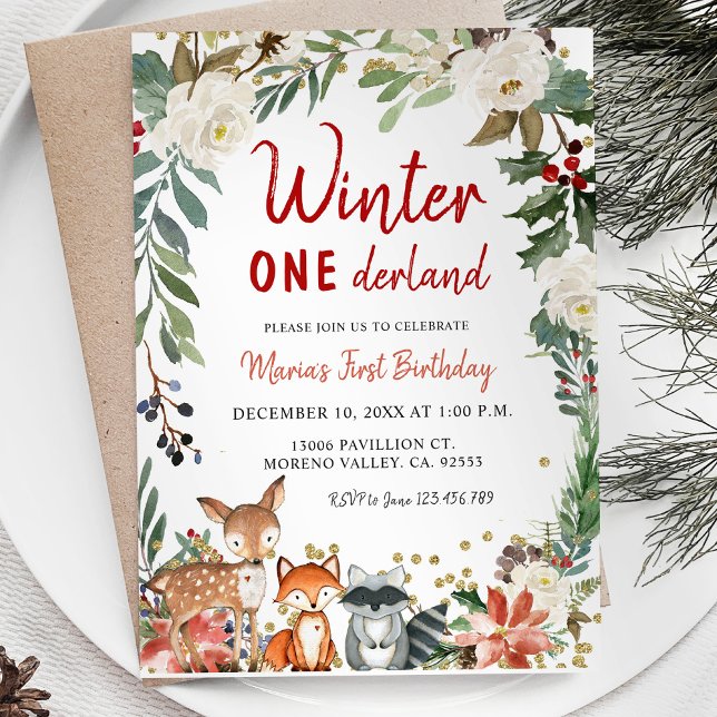 Invitación al cumpleaños de Onederland en invierno (Subido por el creador)