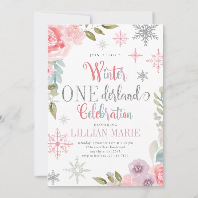 Invitación al cumpleaños de Onederland en invierno (Anverso)