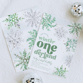 Invitación al cumpleaños de Onederland Green Winte