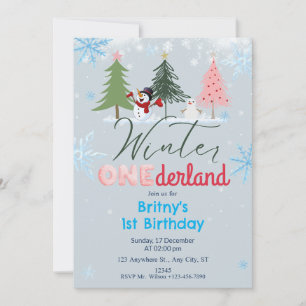 Invitación al cumpleaños de Onederland invierno Sn