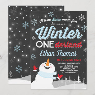 Invitación al cumpleaños de Onederland Snowman Blu