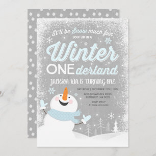 Invitación al cumpleaños de Onederland Snowman Blu