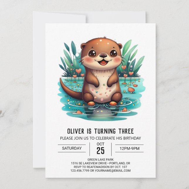 Invitación al cumpleaños de Otter Wonderland (Anverso)