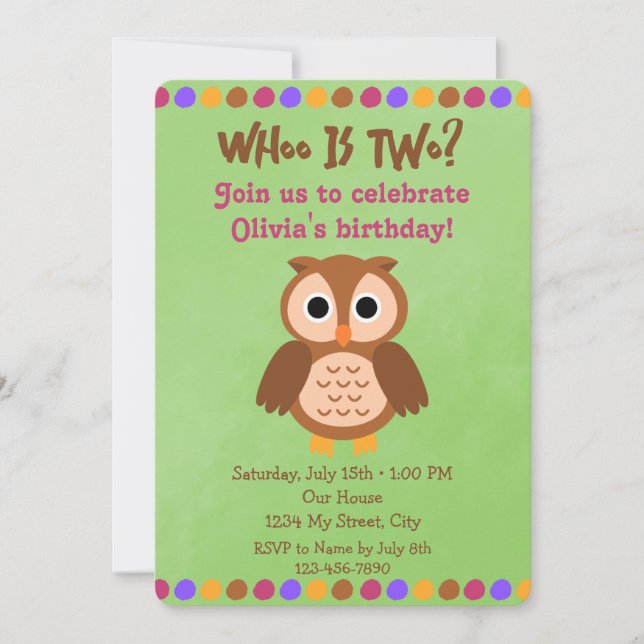 Invitación al cumpleaños de Owl (Anverso)