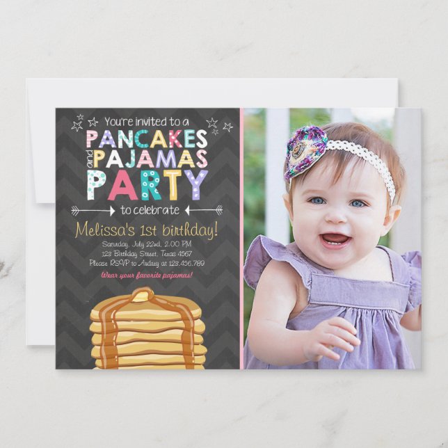 Invitación al cumpleaños de Pancake y Pajamas (Anverso)
