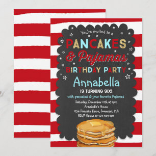 Invitación al cumpleaños de Pancake y Pajamas al F