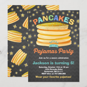 Invitación al cumpleaños de Pancake y Pajamas al F