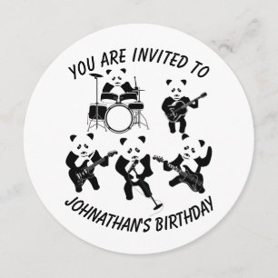 Invitación al cumpleaños de Panda Band Cute Kids