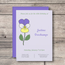 Invitación al cumpleaños de Pansy salvaje botánico