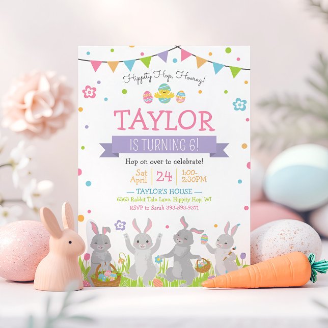Invitación al cumpleaños de Pascua, conejo de Pasc (Easter Birthday Invitation)