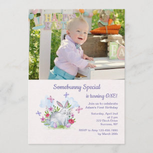 Invitación al cumpleaños de Pascua de la foto espe
