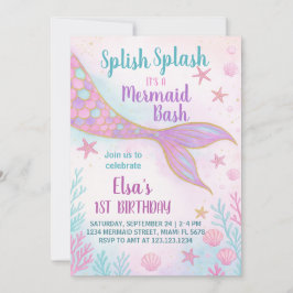 Invitación al cumpleaños de Pastel Mermaid
