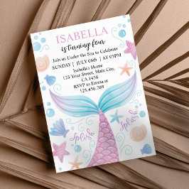 Invitación al cumpleaños de Pastel Mermaid