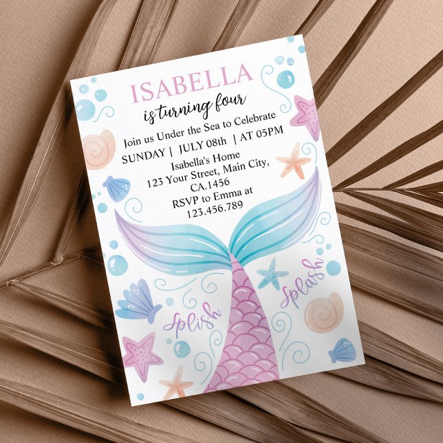 Invitación al cumpleaños de Pastel Mermaid (Subido por el creador)