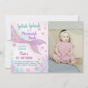Invitación al cumpleaños de Pastel Mermaid
