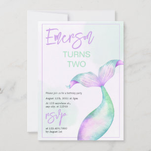 Invitación al cumpleaños de Pastel Mermaid Tail