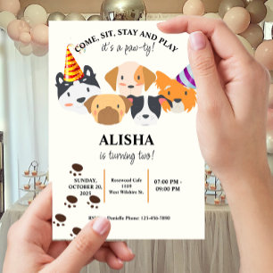 Invitación al cumpleaños de perro Pawty