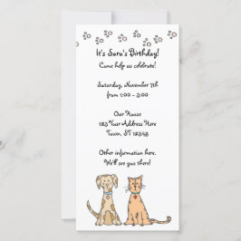Invitación al cumpleaños de perro y gato