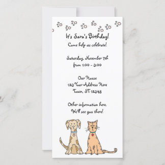 Invitación al cumpleaños de perro y gato