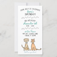 Invitación al cumpleaños de perro y gato