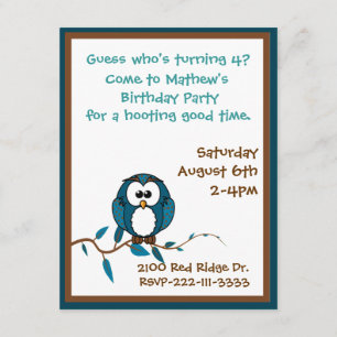Invitación al cumpleaños de Personalizado Owl