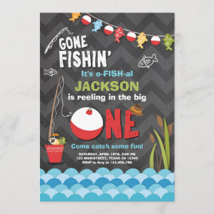 Invitación al cumpleaños de pesca que devora al gr