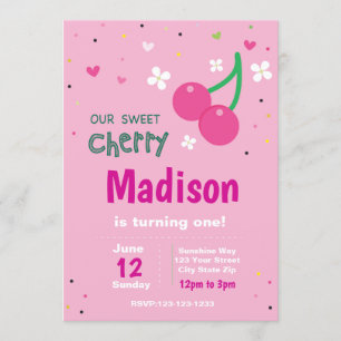 Invitación al cumpleaños de Pink Cherry