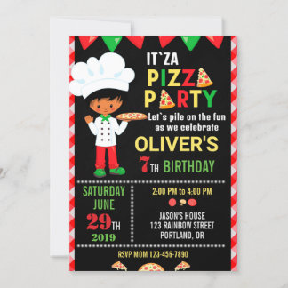 Invitación al cumpleaños de Pizza Niño chef