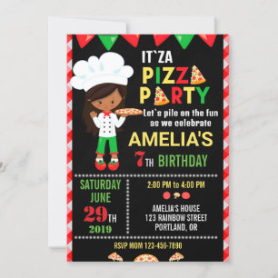 Invitación al cumpleaños de Pizza Pequeño chef chi