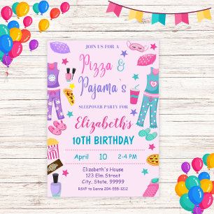 Invitación al cumpleaños de Pizza y Pajama a la Sl