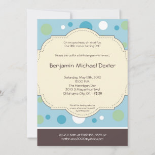 Invitación al cumpleaños de Poke de Polkadot Azul 