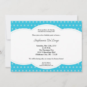 Invitación al cumpleaños de Poke de Polkadot Azul