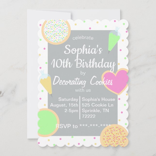 Invitación al cumpleaños de Polka Dot de Decoració (Anverso)