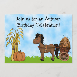 Invitación al cumpleaños de Pony de Otoño - Niños
