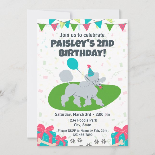 Invitación al cumpleaños de Poodle (Anverso)