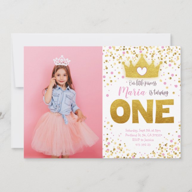 Invitación al cumpleaños de Princesa Confetti de O (Anverso)